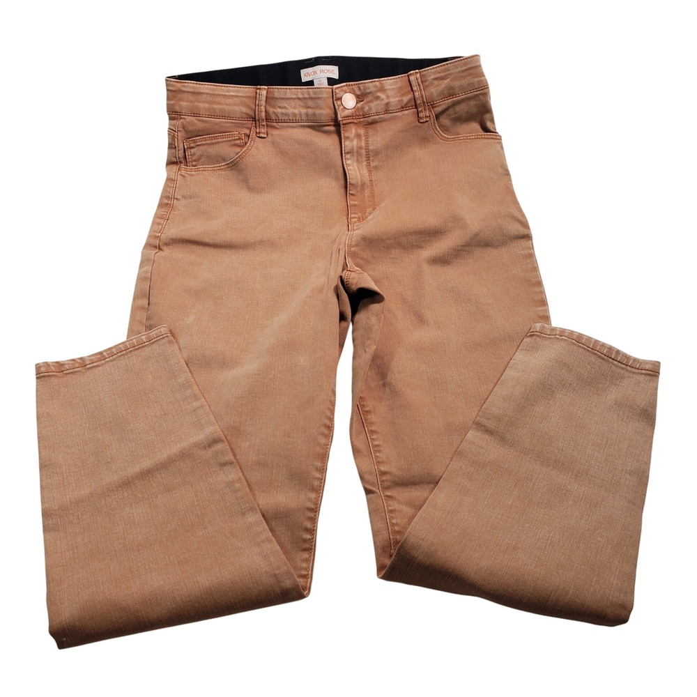 Knox Rose High‎ Rise Sculpted Fit Jeans Tan Copper Button Size 12